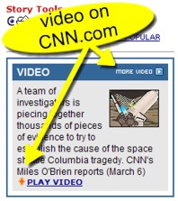 captura de tela do site CNN.com exibindo links para conteúdo em video