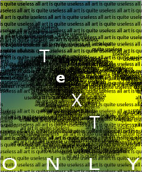 A imagem de um olho feito totalmente com caracteres em texto, com as palavras 'text only' sobreposta no topo
