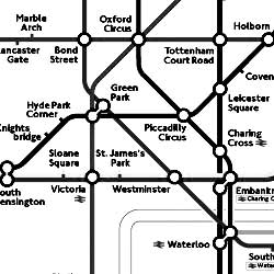 Versão do Mapa do Metro de Londres em preto e branco